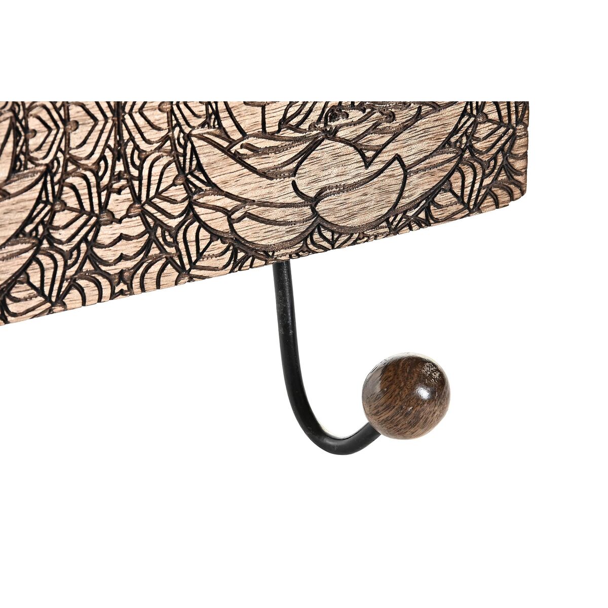 Wall mounted coat hanger DKD Home Decor Metal Mango wood Natural Buddha Oriental 38 x 6 x 18 cm-2