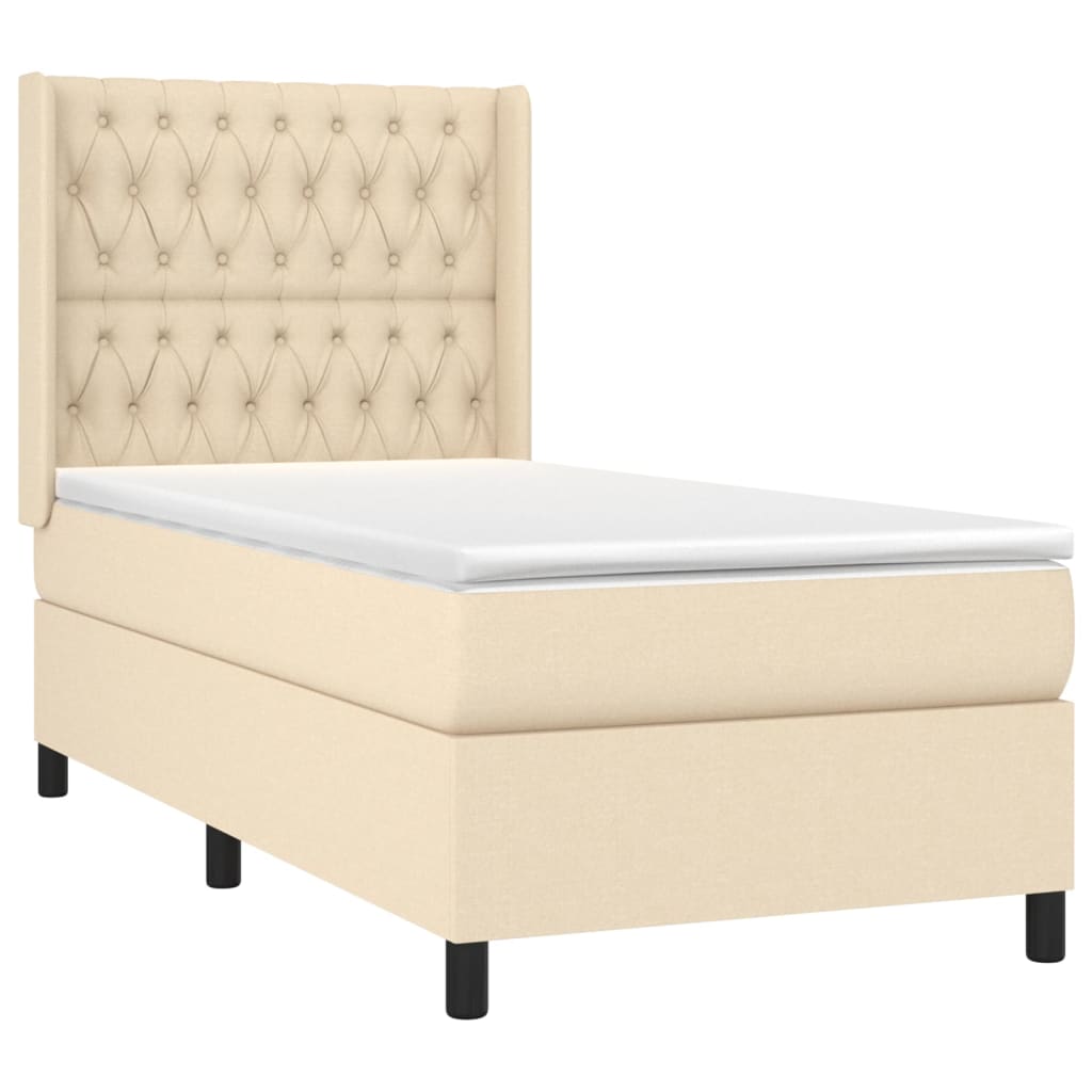 Boxspring met matras en LED stof crèmekleurig 100x200 cm