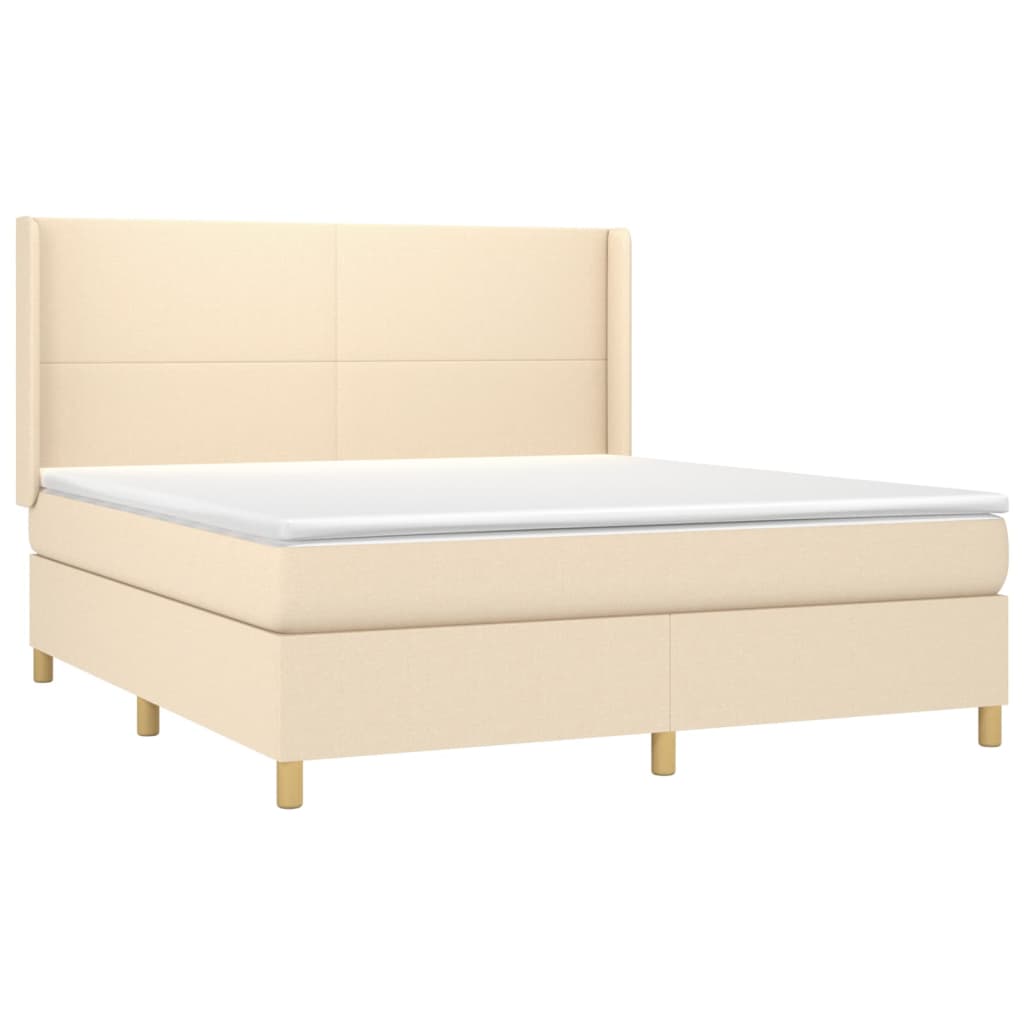 Boxspring met matras en LED stof crèmekleurig 160x200 cm
