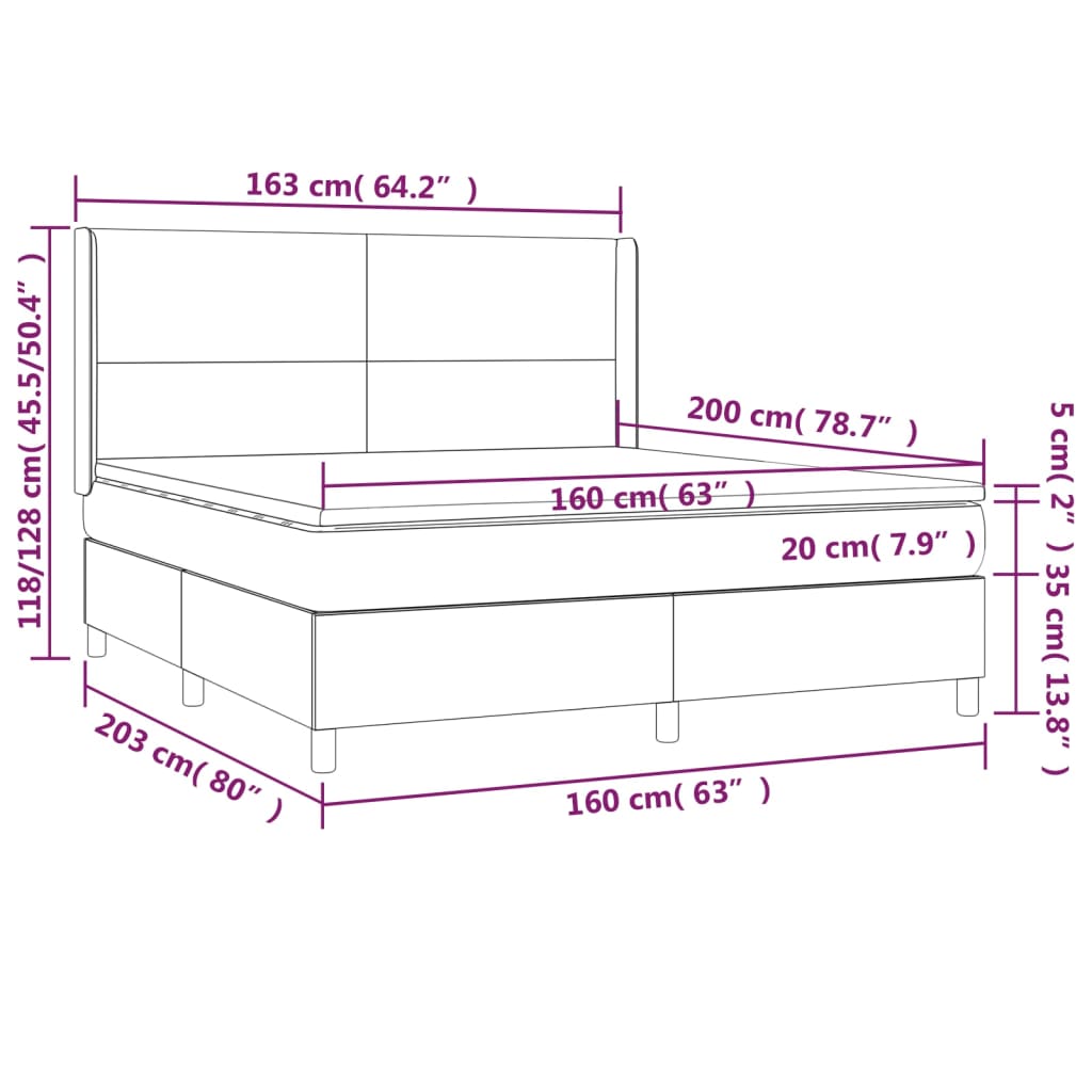 Boxspring met matras en LED stof crèmekleurig 160x200 cm