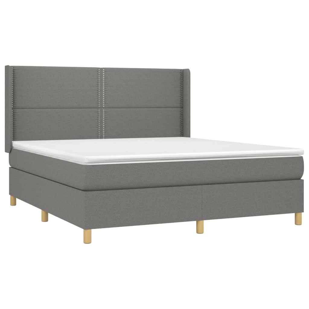 Boxspring met matras en LED stof donkergrijs 160x200 cm