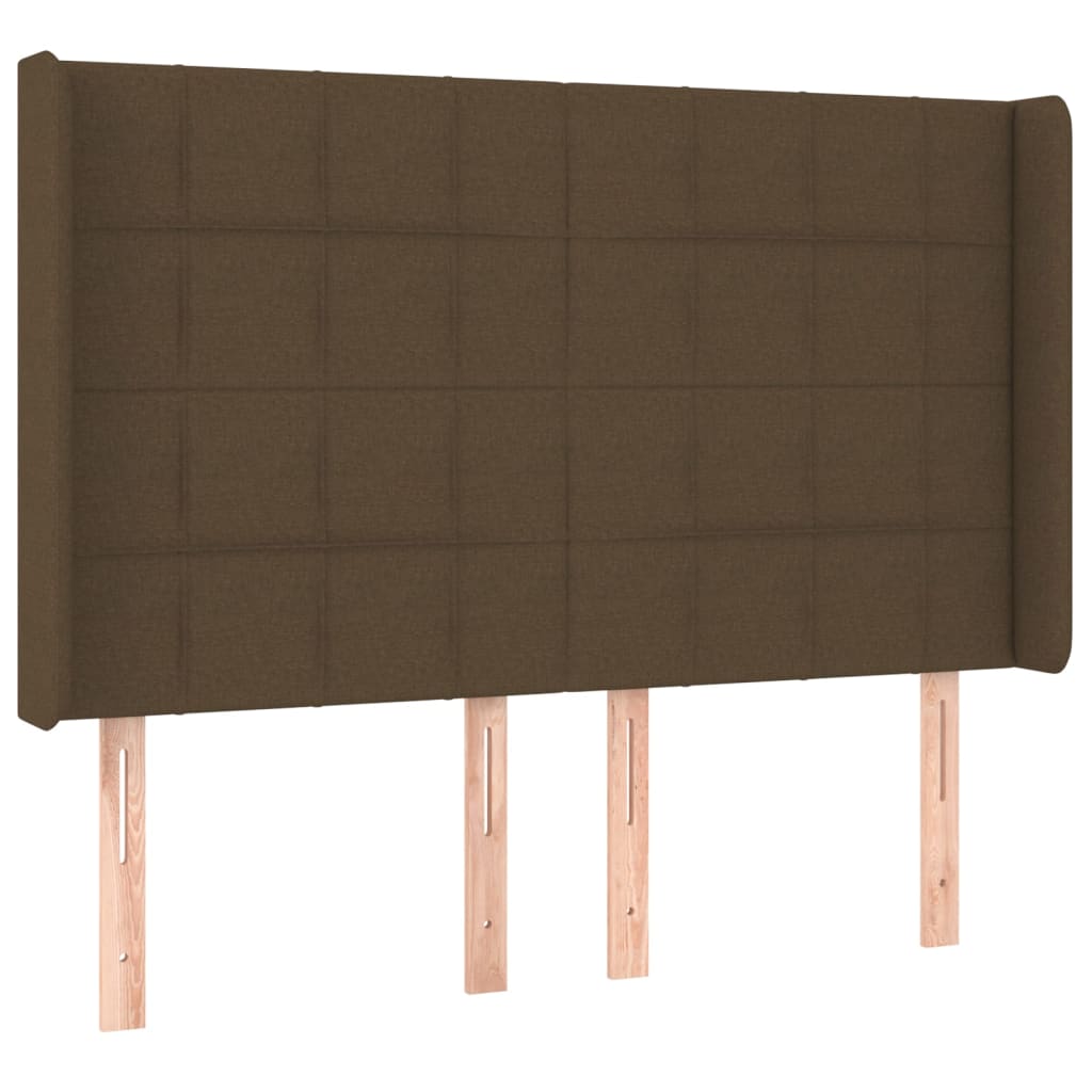 Boxspring met matras en LED stof donkerbruin 140x190 cm