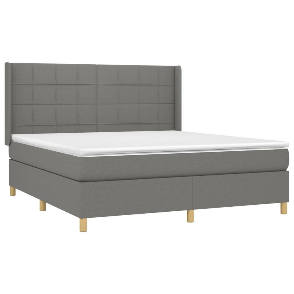 Boxspring met matras en LED stof donkergrijs 160x200 cm