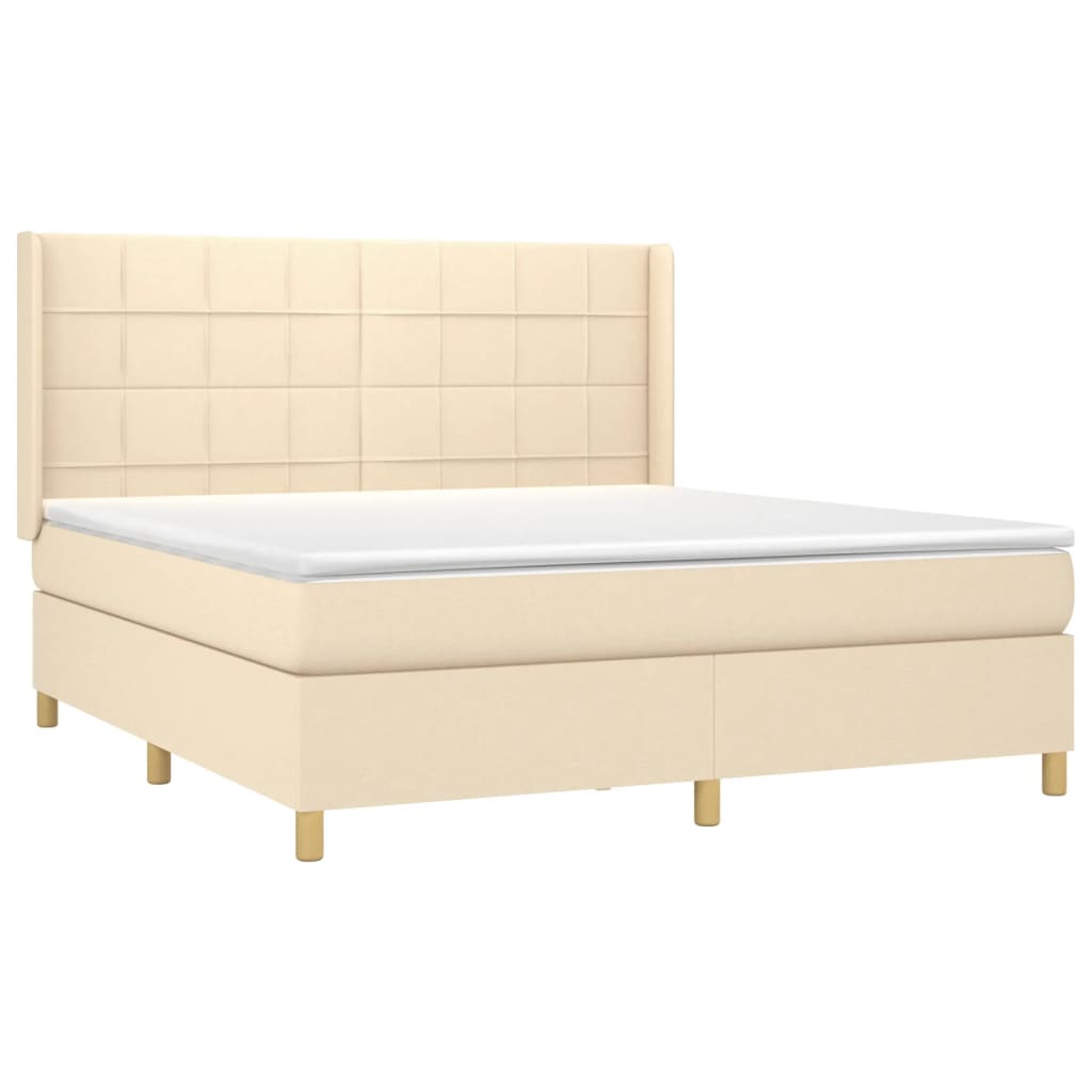 Boxspring met matras en LED stof crèmekleurig 160x200 cm