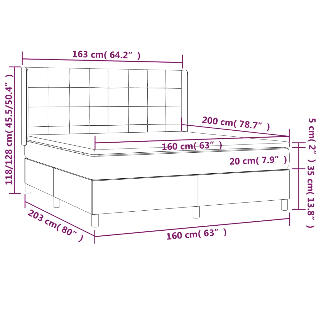 Boxspring met matras en LED stof crèmekleurig 160x200 cm