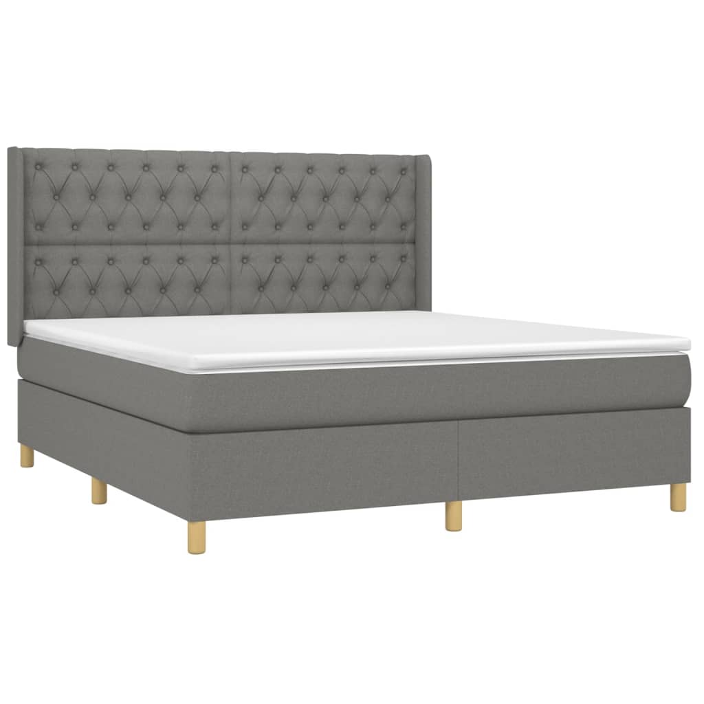 Boxspring met matras en LED stof donkergrijs 160x200 cm