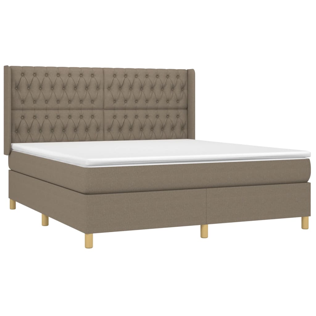 Boxspring met matras en LED stof taupe 180x200 cm