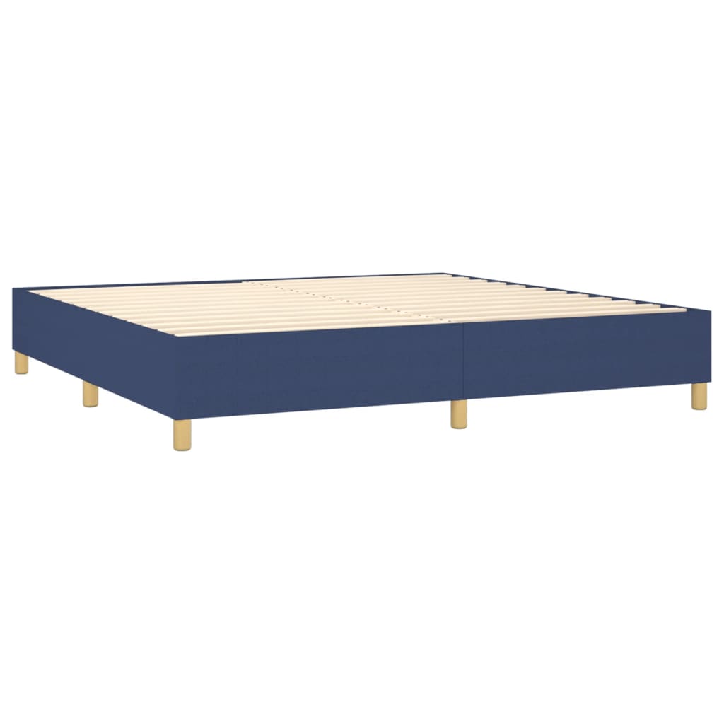 Boxspring met matras en LED stof blauw 200x200 cm