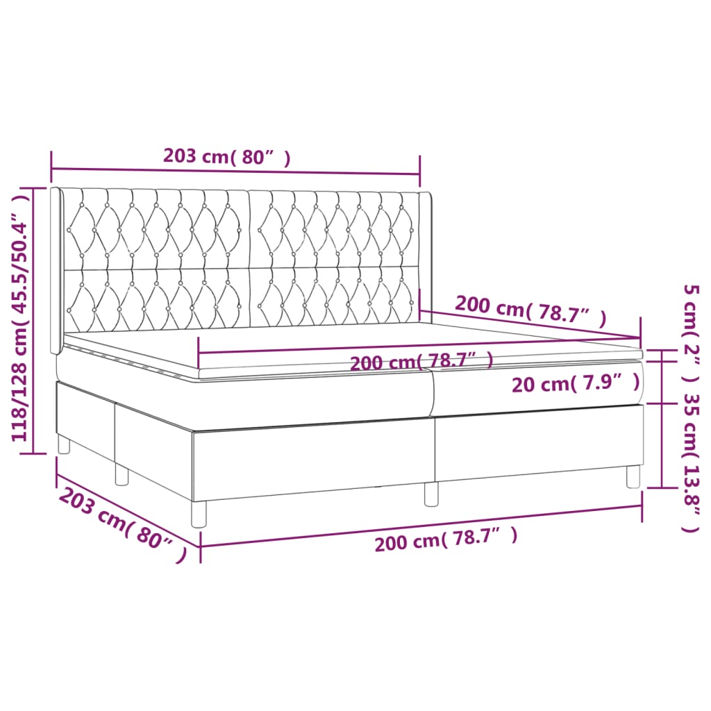Boxspring met matras en LED stof blauw 200x200 cm