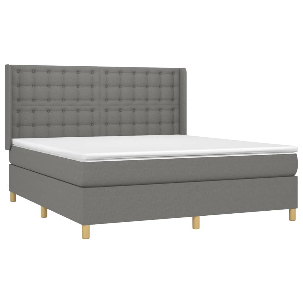 Boxspring met matras en LED stof donkergrijs 160x200 cm