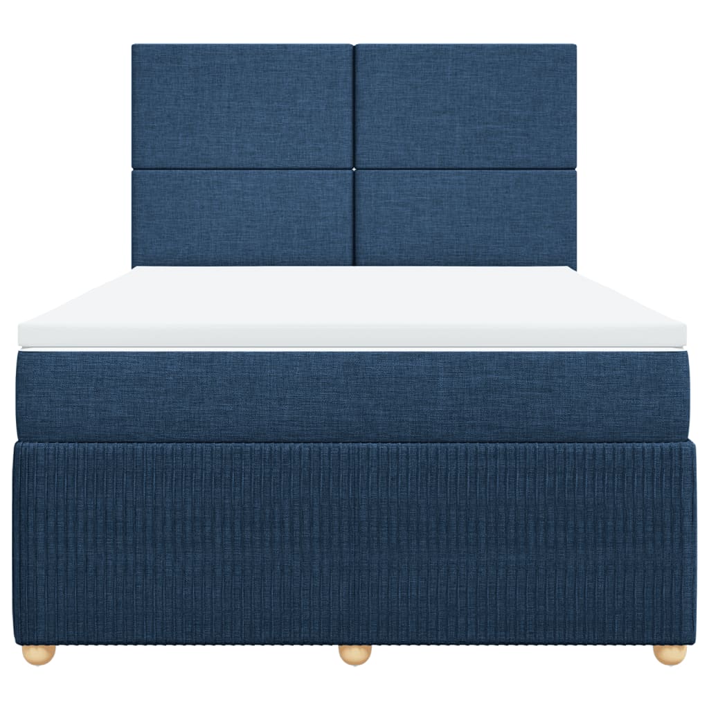 Boxspring met matras stof blauw 140x190 cm