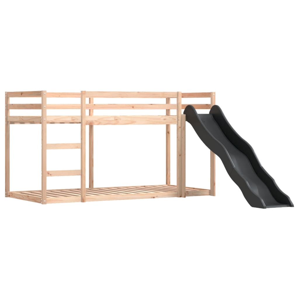 Stapelbed met glijbaan en gordijnen wit en zwart 90x190 cm