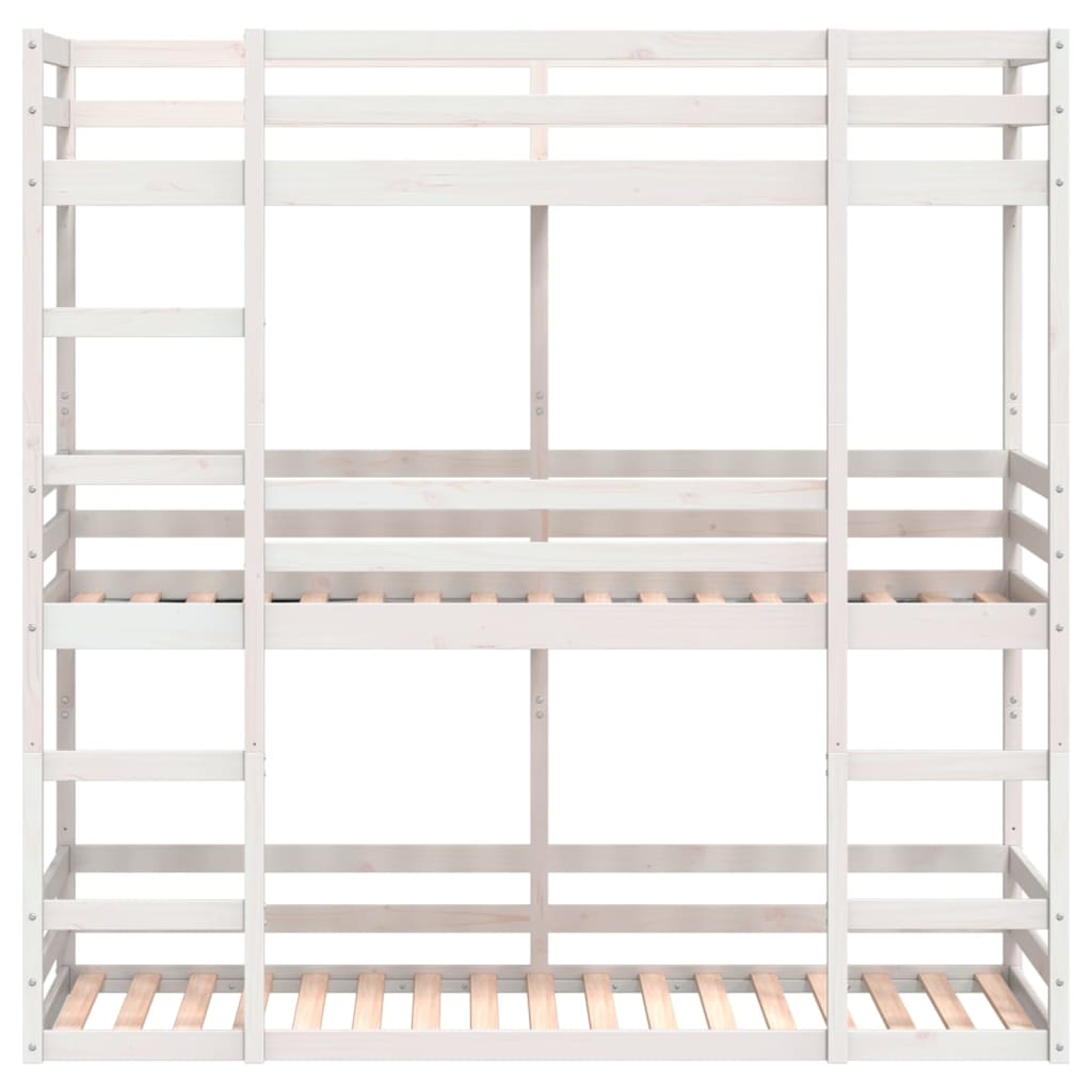 Stapelbed 3-persoons massief grenenhout wit 90x190 cm