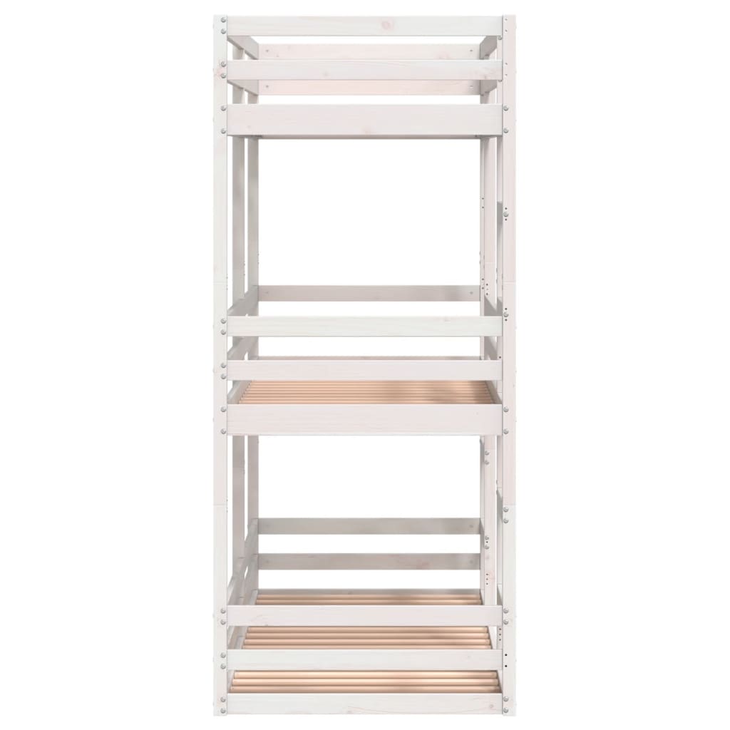 Stapelbed 3-persoons massief grenenhout wit 90x190 cm