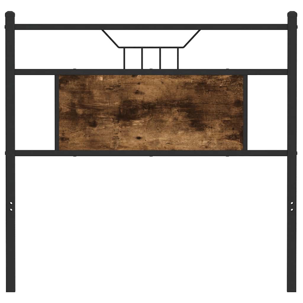 Hoofdbord 90 cm bewerkt hout en staal gerookt eikenkleurig