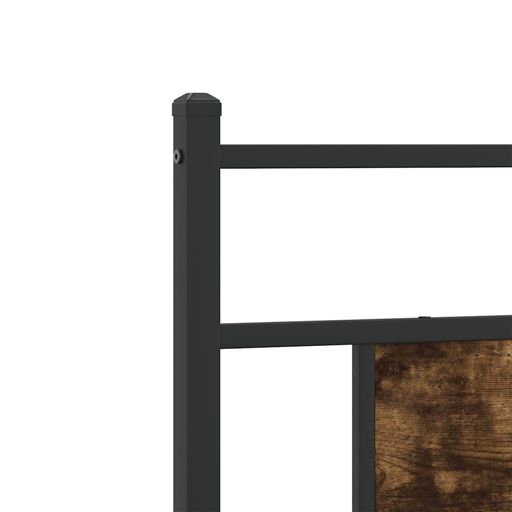 Hoofdbord 90 cm bewerkt hout en staal gerookt eikenkleurig