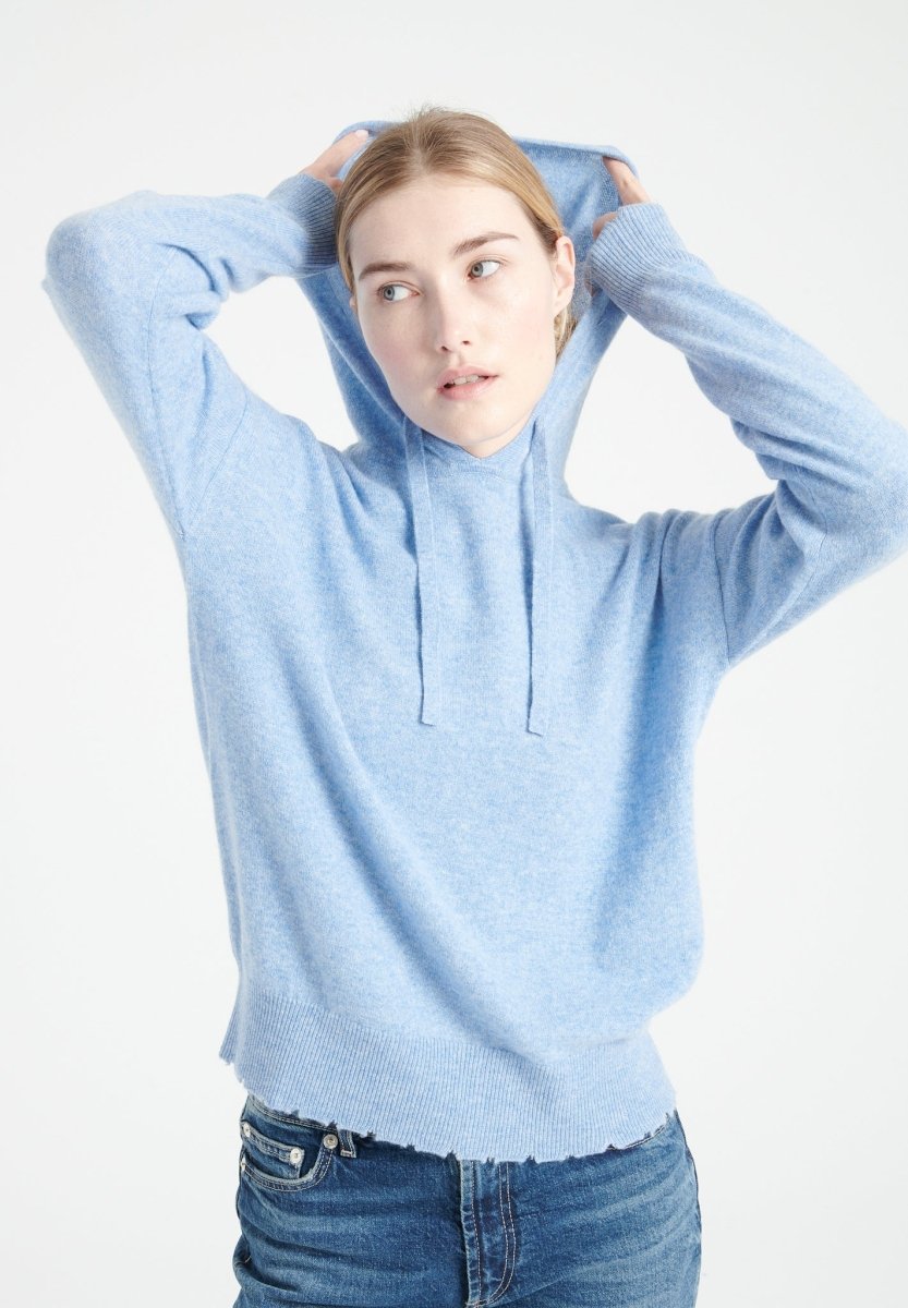 Sweat à capuche cachemire bleu ciel femme - MIA 16-0