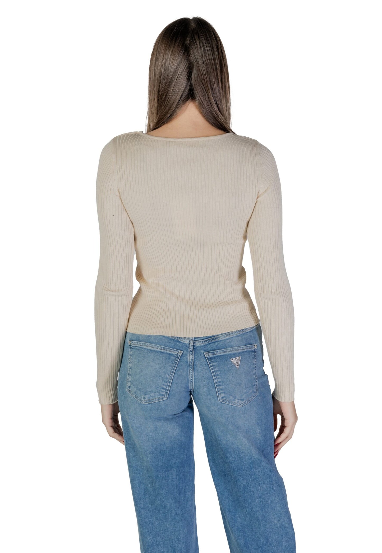 Jersey Vila Clothes vinelly l/s neck detail knit top/pb Cream - Foto 2