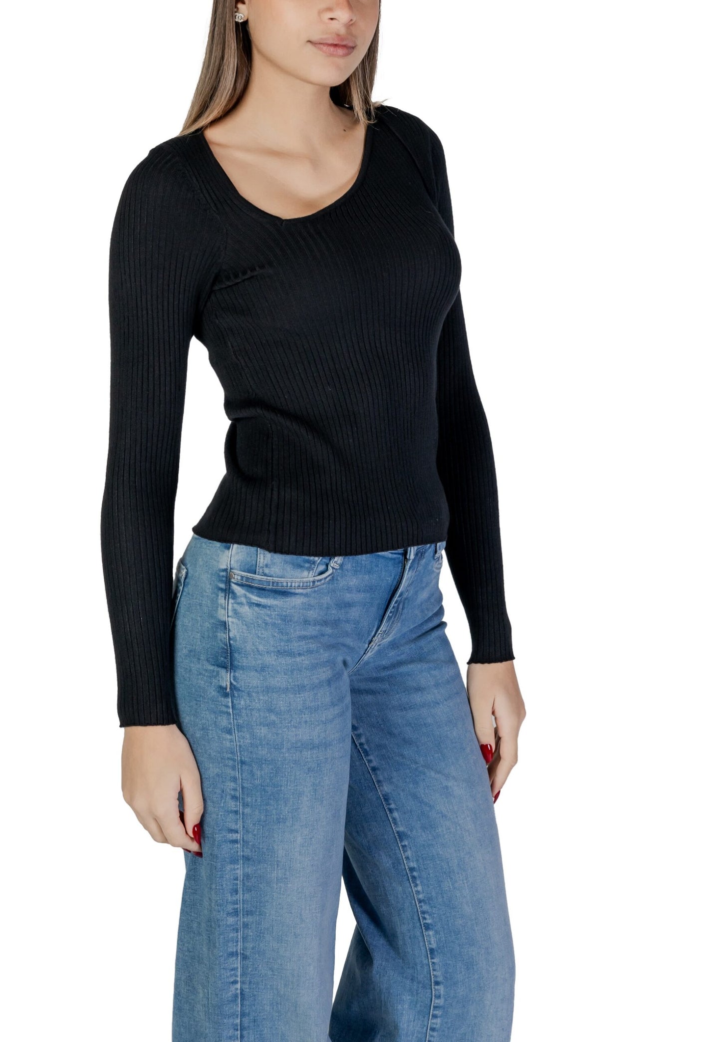 Jersey Vila Clothes vinelly l/s neck detail knit top/pb Black - Foto 3