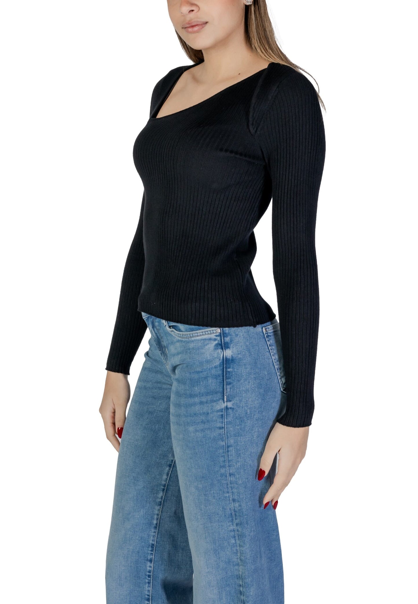Jersey Vila Clothes vinelly l/s neck detail knit top/pb Black - Foto 4