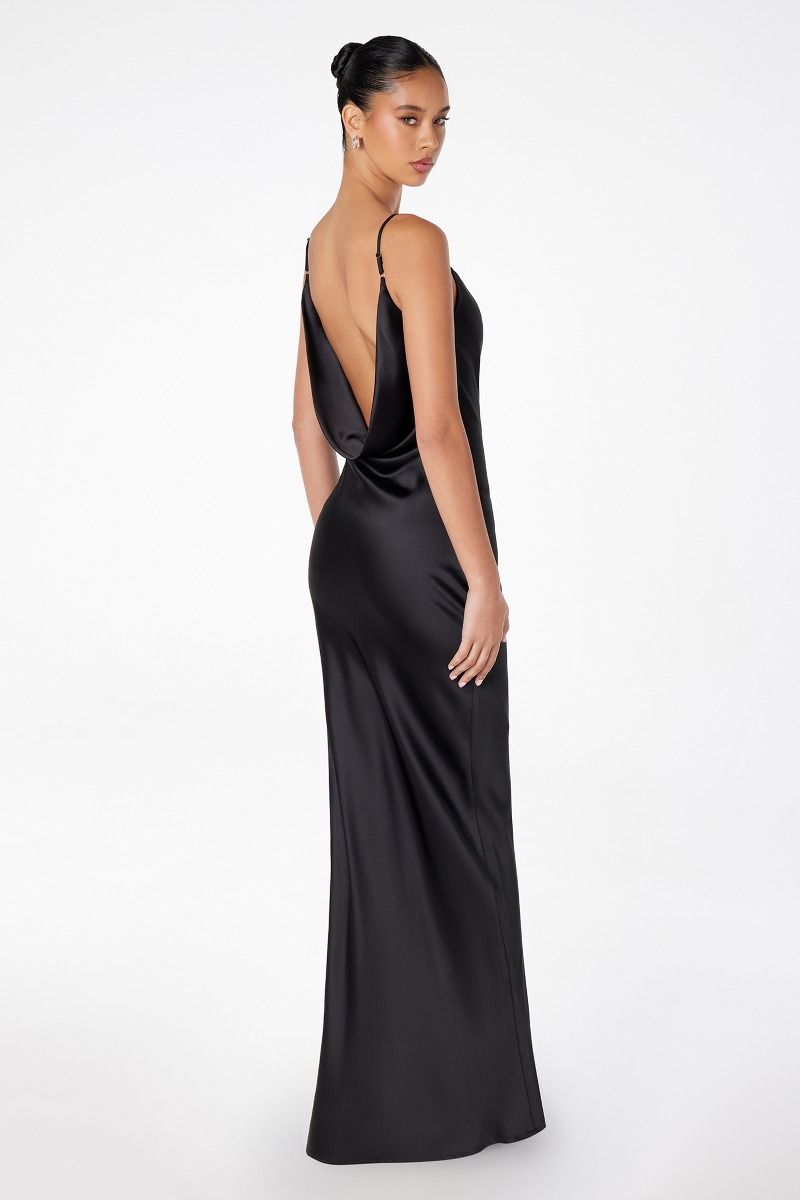 Mermaid dress with spaghetti straps, U-shaped back, leg opening-2