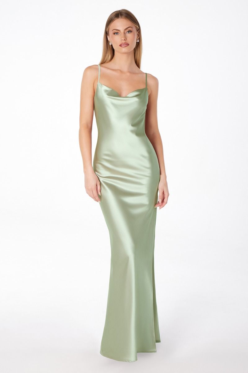 Mermaid dress with spaghetti straps, U-shaped back, leg opening-6