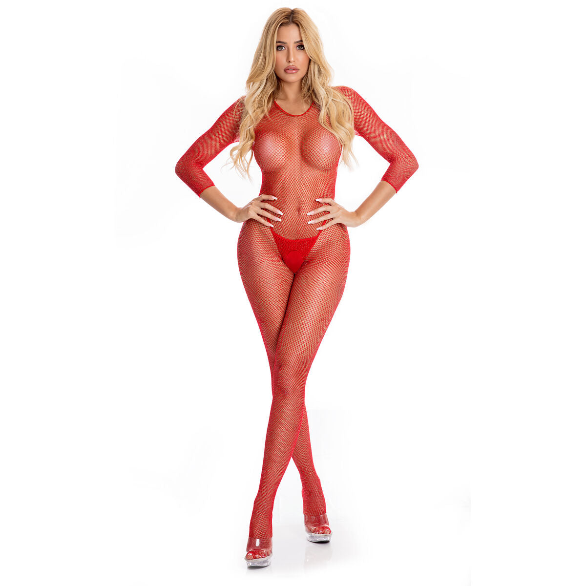 Bodystocking Pink Lipstick Red (M/L)-0