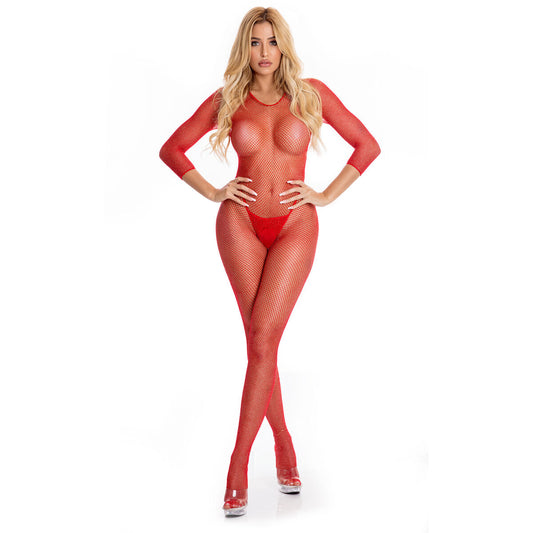 Bodystocking Pink Lipstick Red (M/L)-0