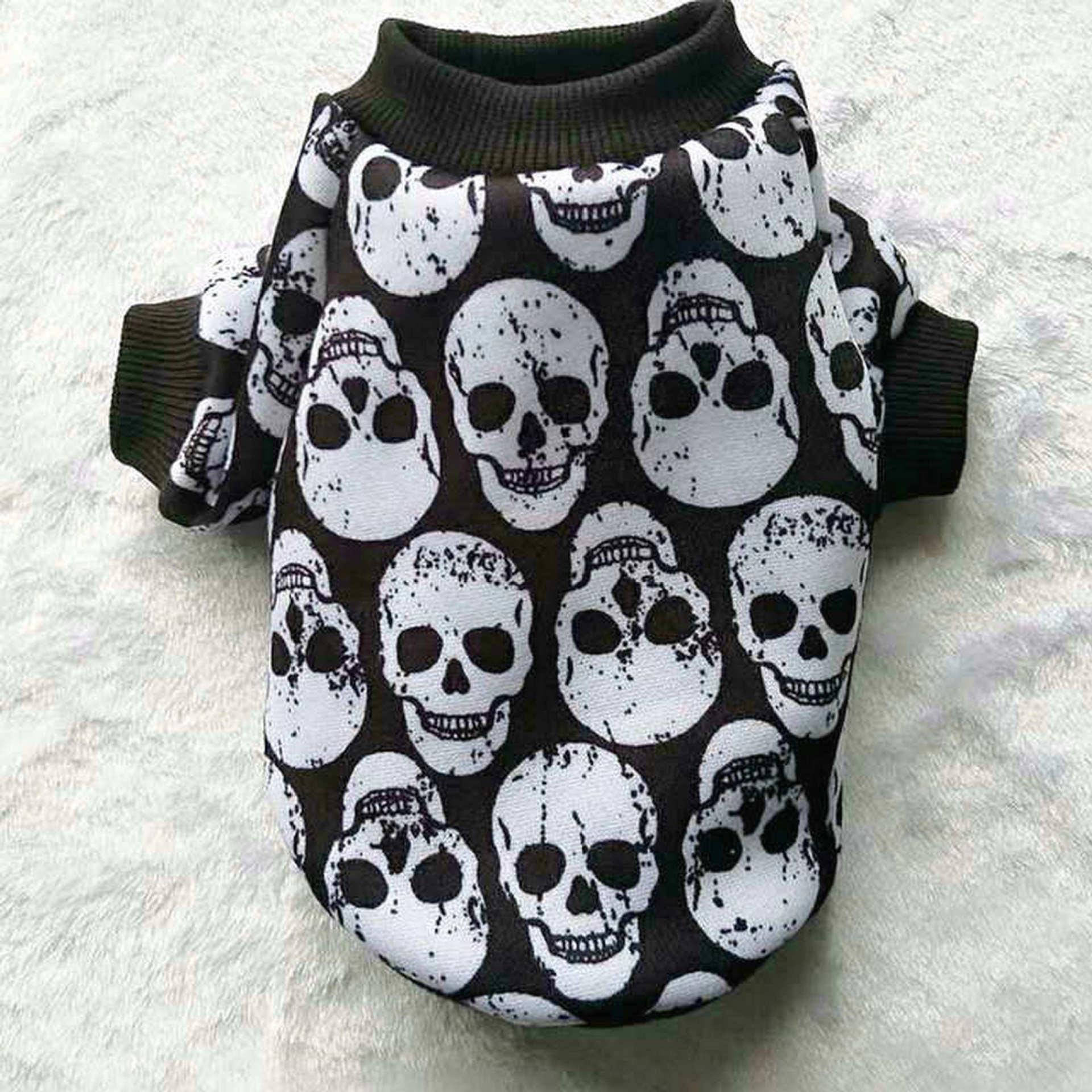 Skull Halloween Pet Clothes: Spooky Ghost Head Vest-9