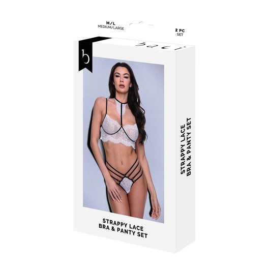 Underwear Set Baci Lingerie Strappy Lace White Black/White 2 Pieces (S/M)-0