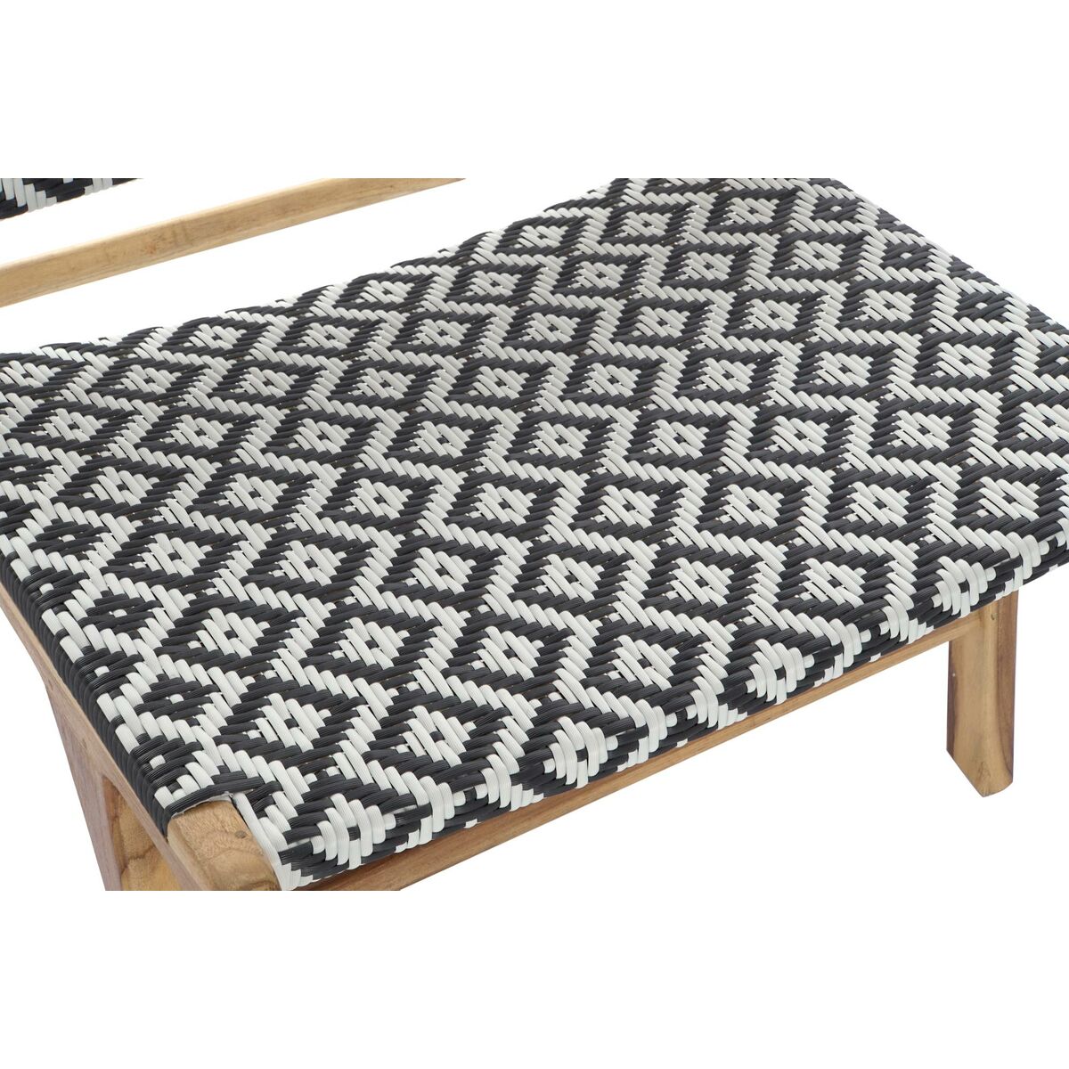 Armchair DKD Home Decor Natural Teak Black White PVC (65 x 80 x 68 cm)-7
