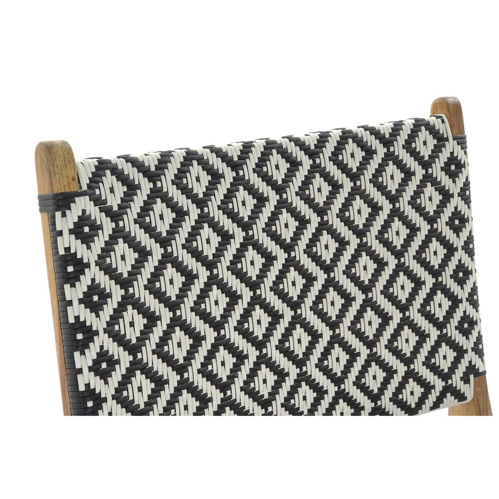 Armchair DKD Home Decor Natural Teak Black White PVC (65 x 80 x 68 cm)-6