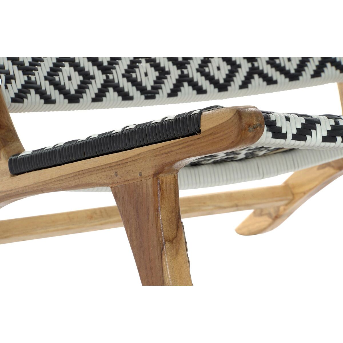 Armchair DKD Home Decor Natural Teak Black White PVC (65 x 80 x 68 cm)-5