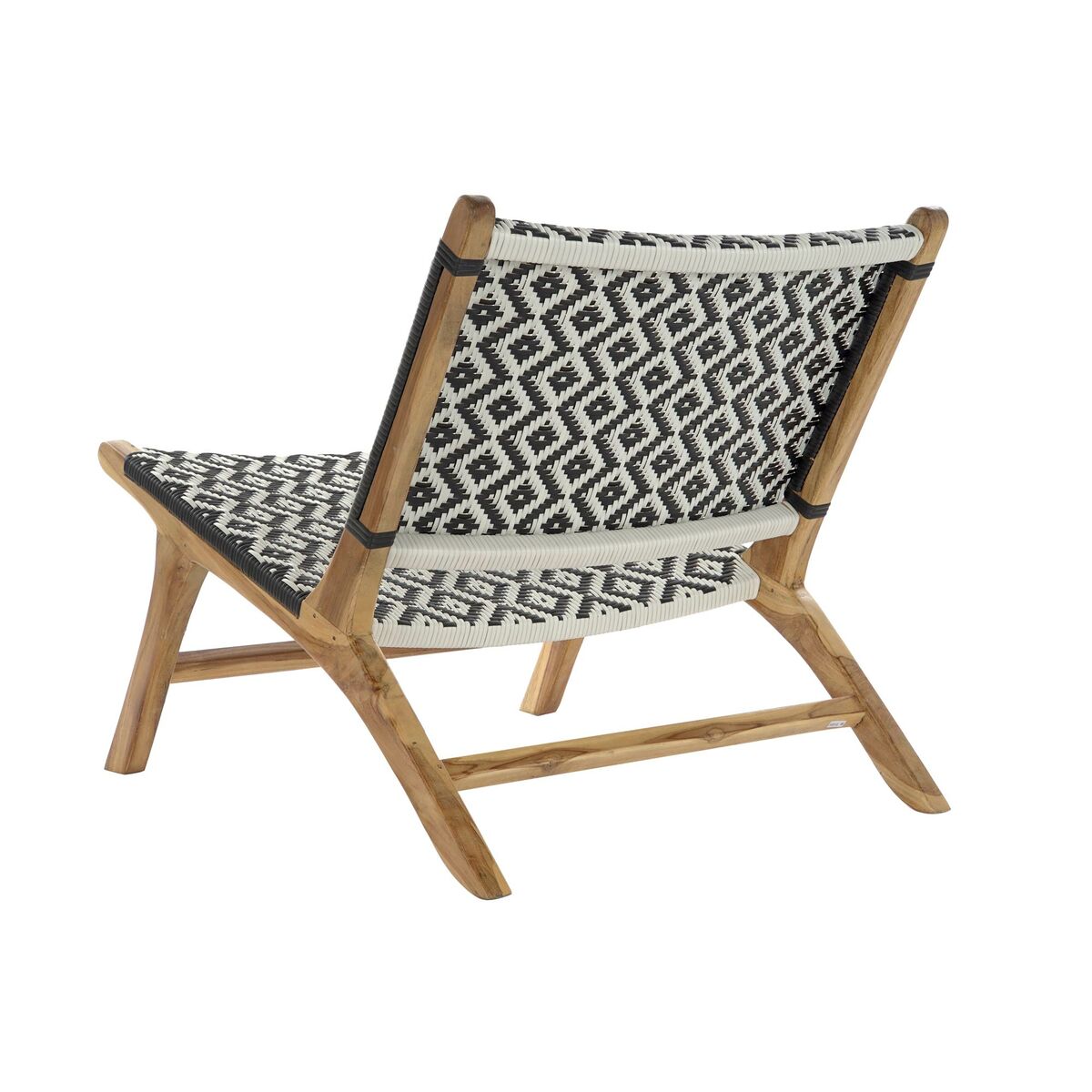 Armchair DKD Home Decor Natural Teak Black White PVC (65 x 80 x 68 cm)-2