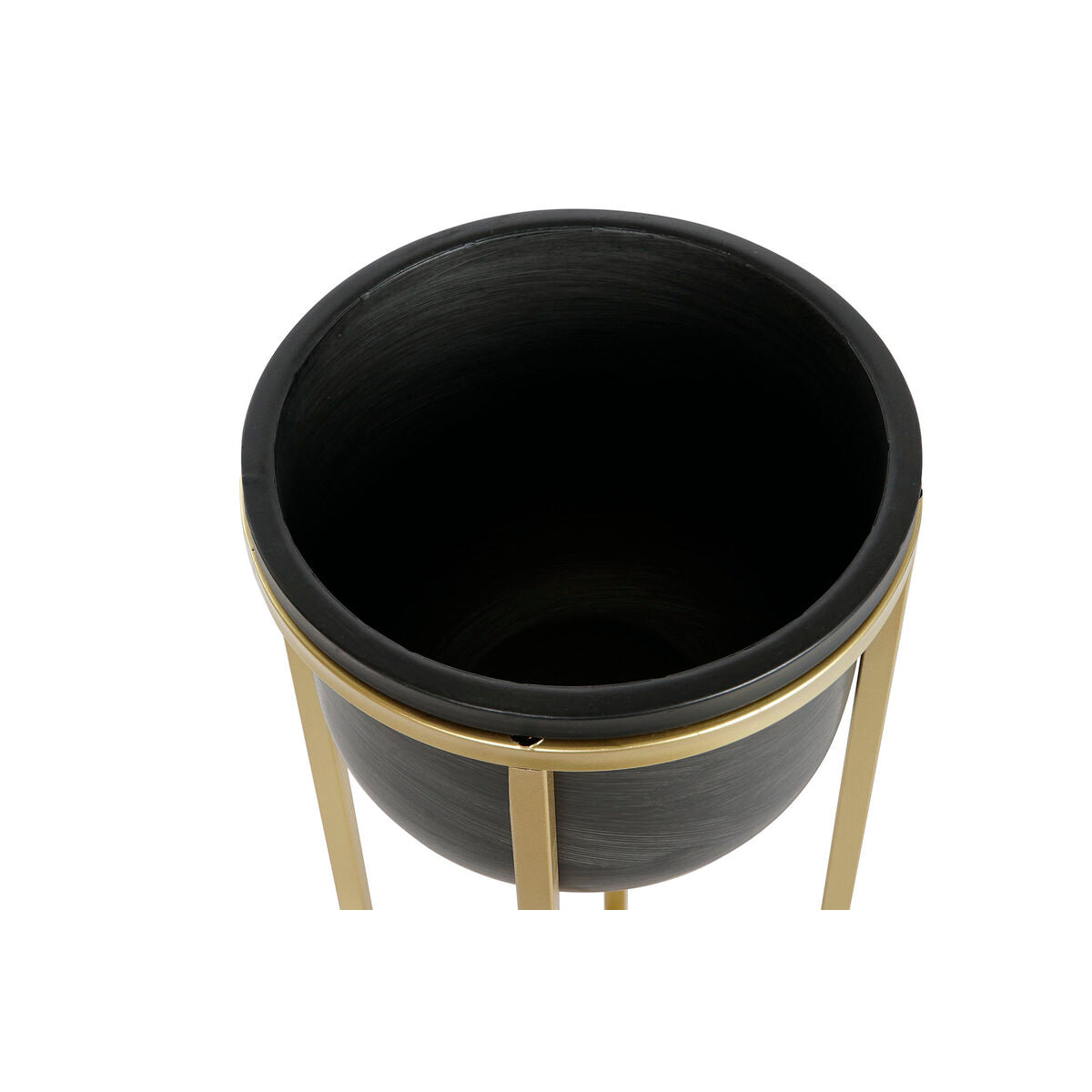 Set of Planters DKD Home Decor 28,5 x 28,5 x 65,5 cm 28 x 28 x 65 cm Black Golden Metal-3