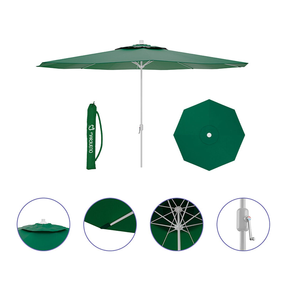 Sunshade Marbueno Green Polyester Steel Ø 270 cm-3