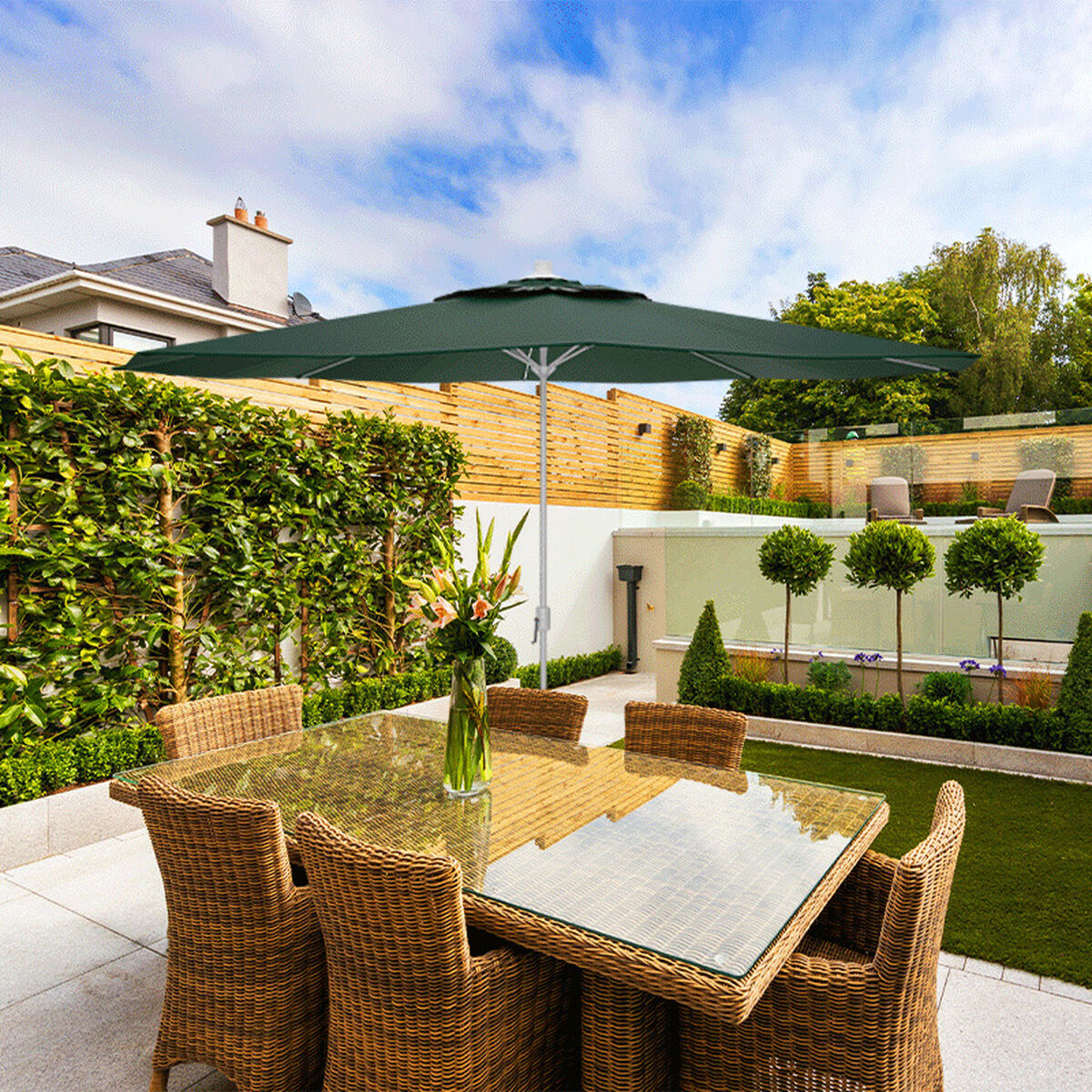 Sunshade Marbueno Green Polyester Steel Ø 270 cm-1