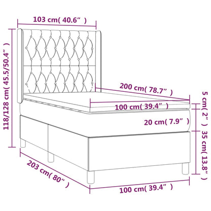 Boxspring met matras en LED stof crèmekleurig 100x200 cm