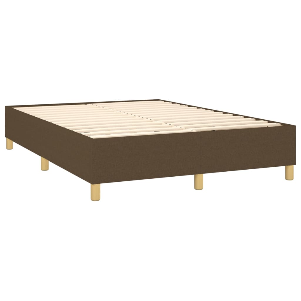 Boxspring met matras en LED stof donkerbruin 140x190 cm