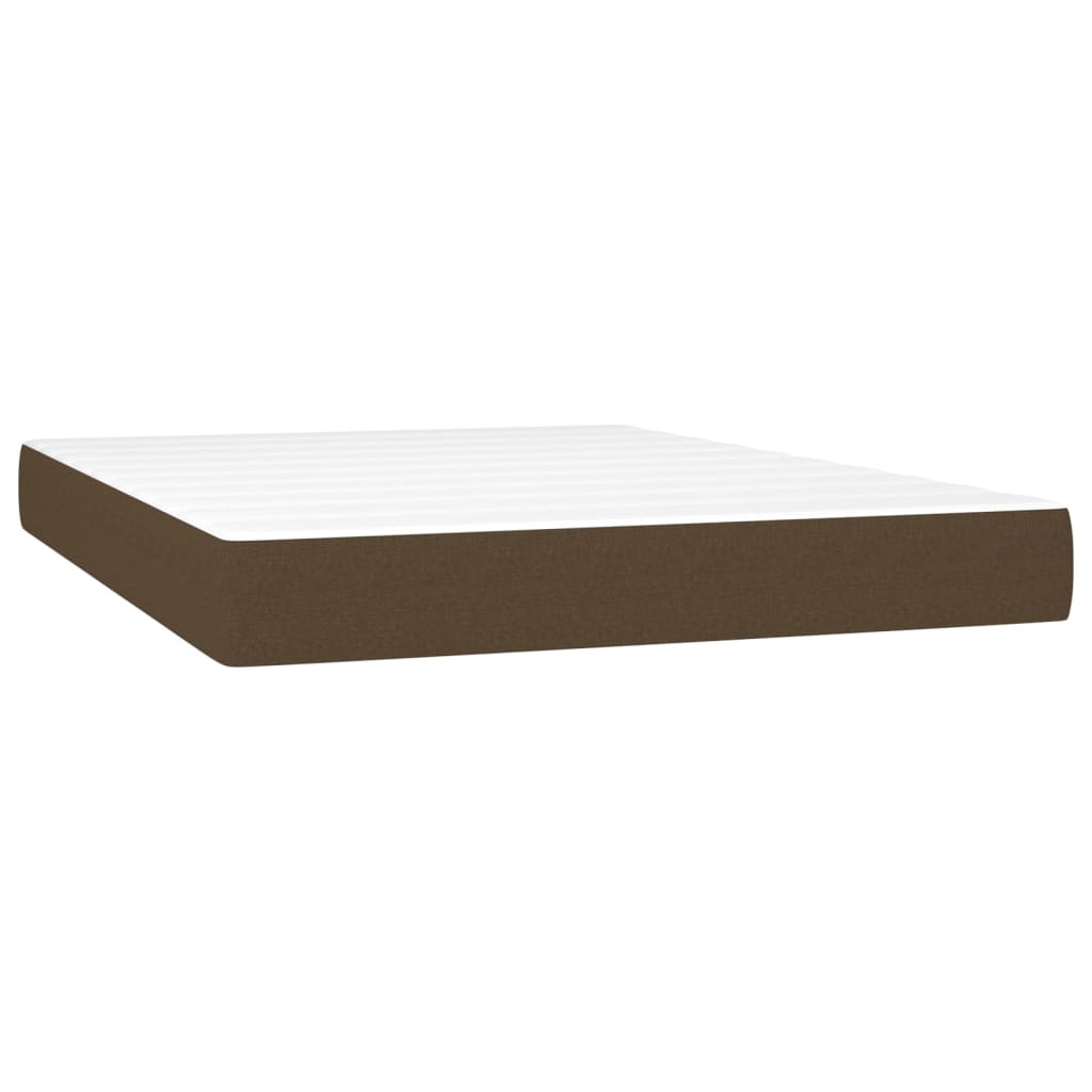 Boxspring met matras en LED stof donkerbruin 140x190 cm