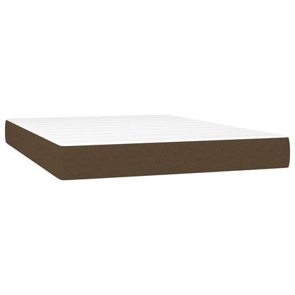 Boxspring met matras en LED stof donkerbruin 140x190 cm
