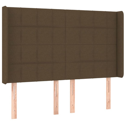 Boxspring met matras en LED stof donkerbruin 140x190 cm