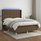 Boxspring met matras en LED stof donkerbruin 140x190 cm