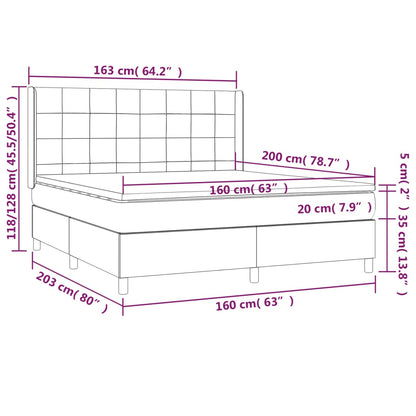 Boxspring met matras en LED stof crèmekleurig 160x200 cm