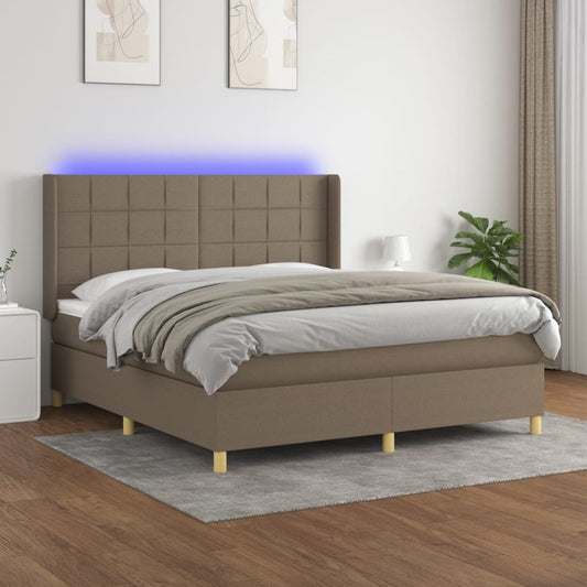 Boxspring met matras en LED stof taupe 180x200 cm