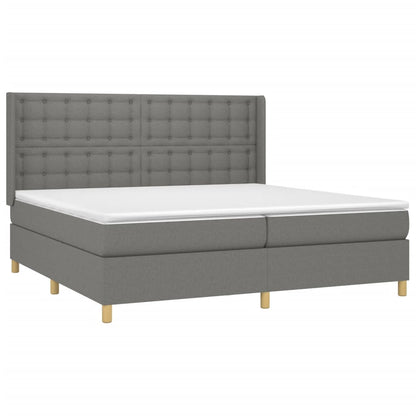 Boxspring met matras en LED stof donkergrijs 200x200 cm