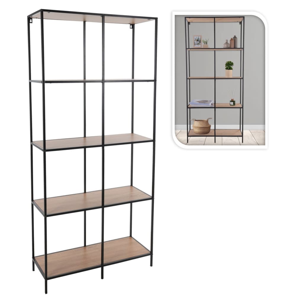 Wandrek 4-laags 78x30x170 cm naturel en zwart