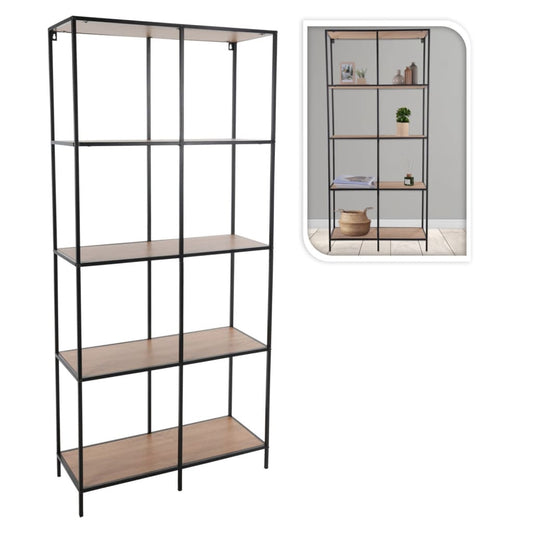 Wandrek 4-laags 78x30x170 cm naturel en zwart