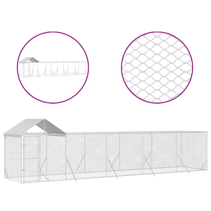 Hondenkennel met dak 10x2x2,5 m gegalvaniseerd staal zilver