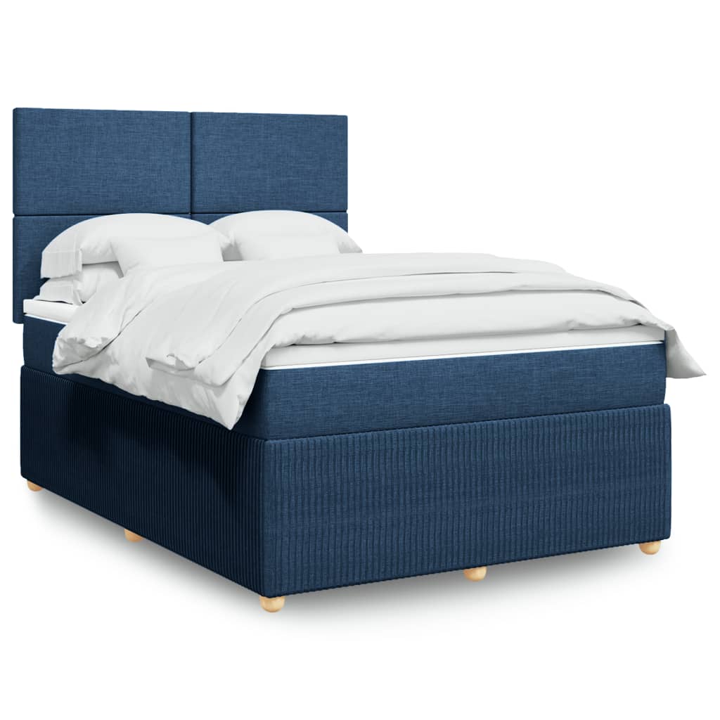 Boxspring met matras stof blauw 140x190 cm